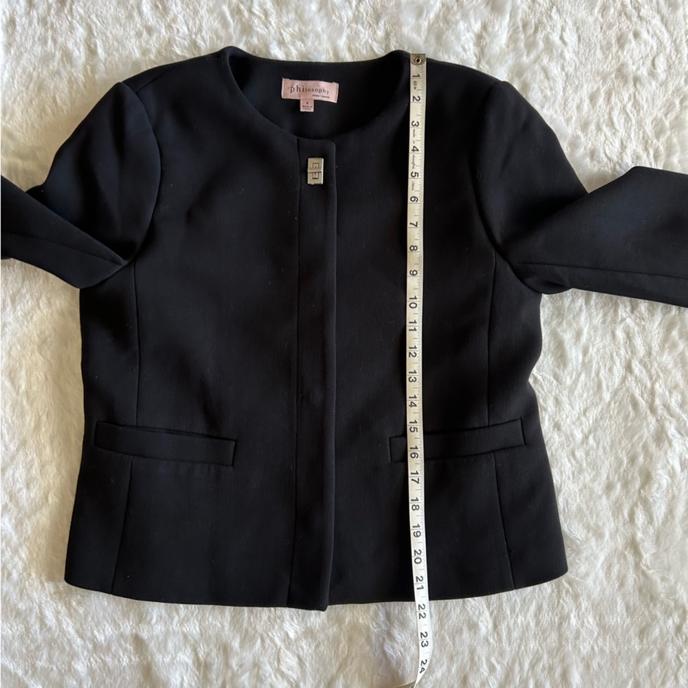 Philosophy Solid Black Blazer Classy Jacket - Siz… - image 7